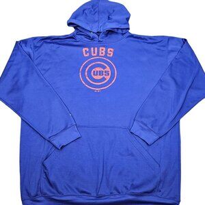 Majestic Chicago Cubs Blue Screenprinted Hoodie Sweatshirt Mens Size 3XL Tall